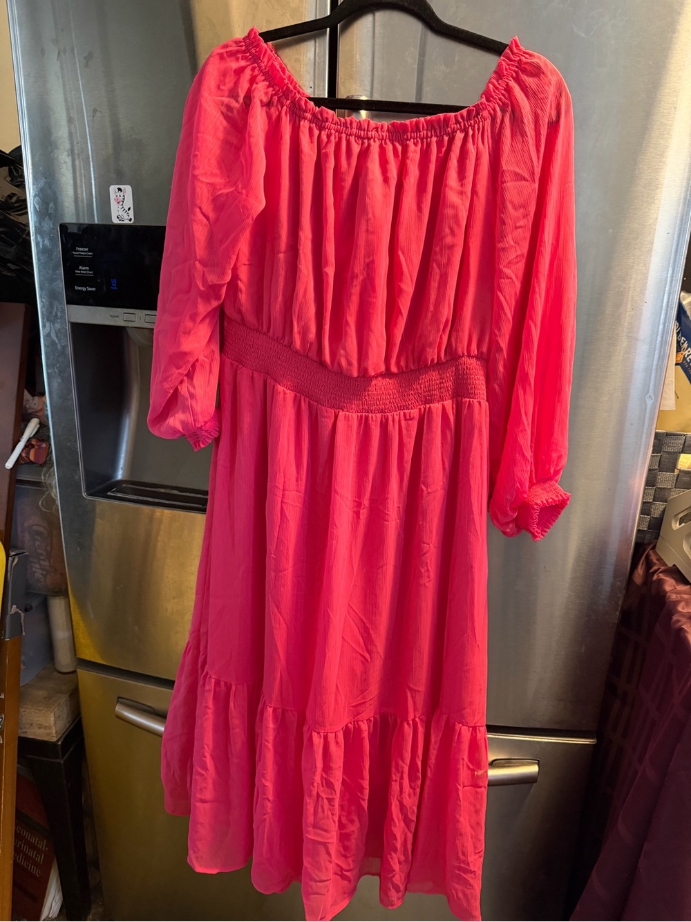 sofia by sofia vergara Hot Pink Off-Shoulder Tiered Maxi Dress
